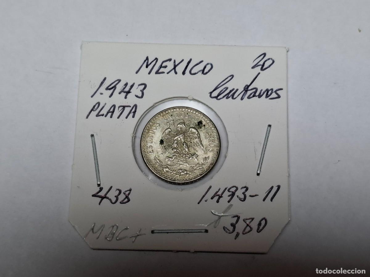 Monedas antiguas de Am&eacute;rica: 20 CENTAVOS de PLATA de 1943 KM 438 MEXICO en MBC+