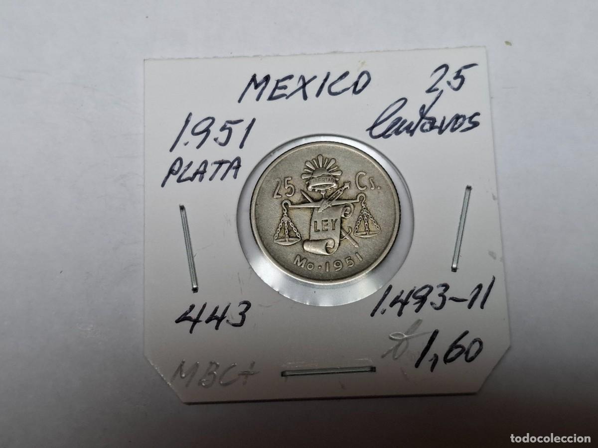 Monedas antiguas de Am&eacute;rica: 25 CENTAVOS de PLATA de 1951 KM 443 MEXICO en MBC+