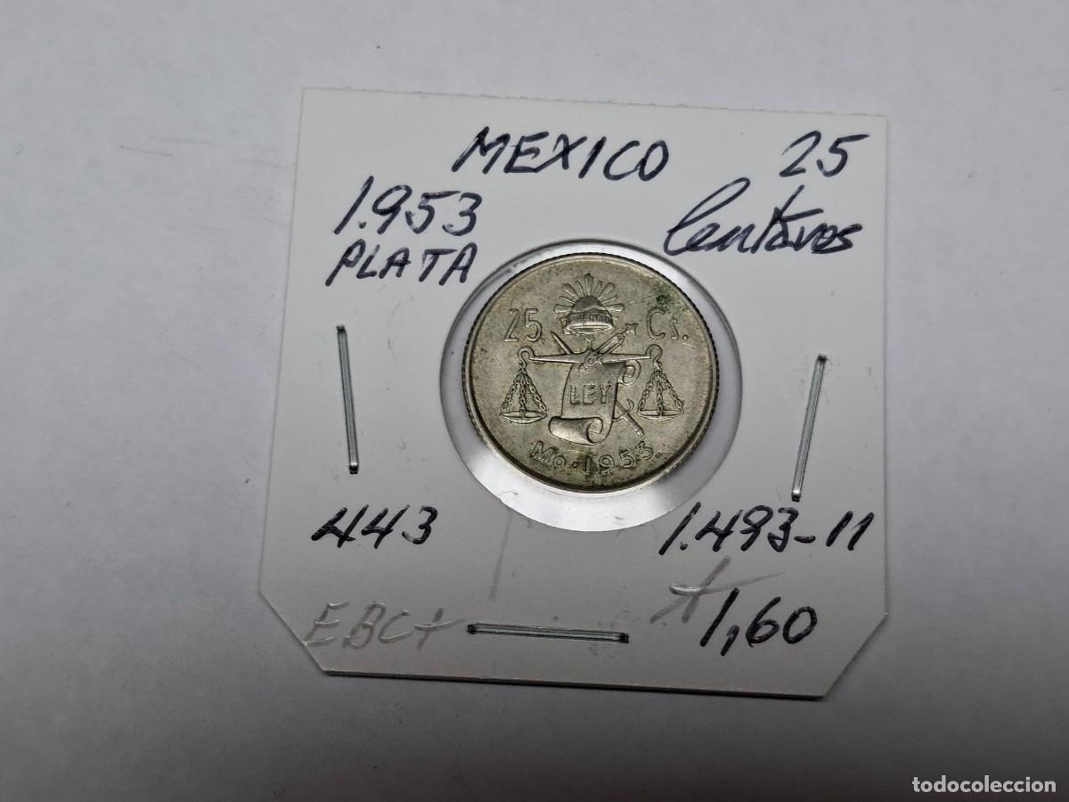 Monedas antiguas de Am&eacute;rica: 25 CENTAVOS de PLATA de 1953 KM 443 MEXICO en EBC+