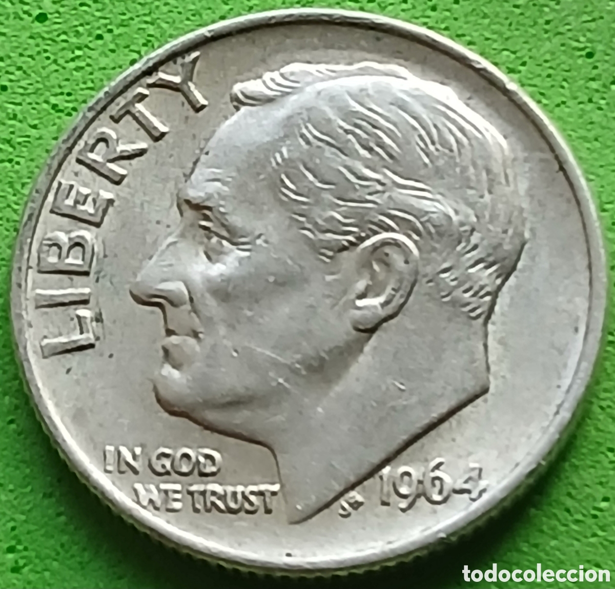 Monedas antiguas de Am&eacute;rica: USA one dime 1964 km#195 sin marca de ceca / plata.