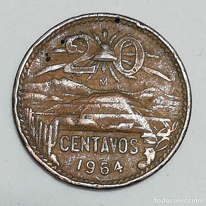 Monedas antiguas de Am&eacute;rica: 1964 20 centavos M&eacute;xico