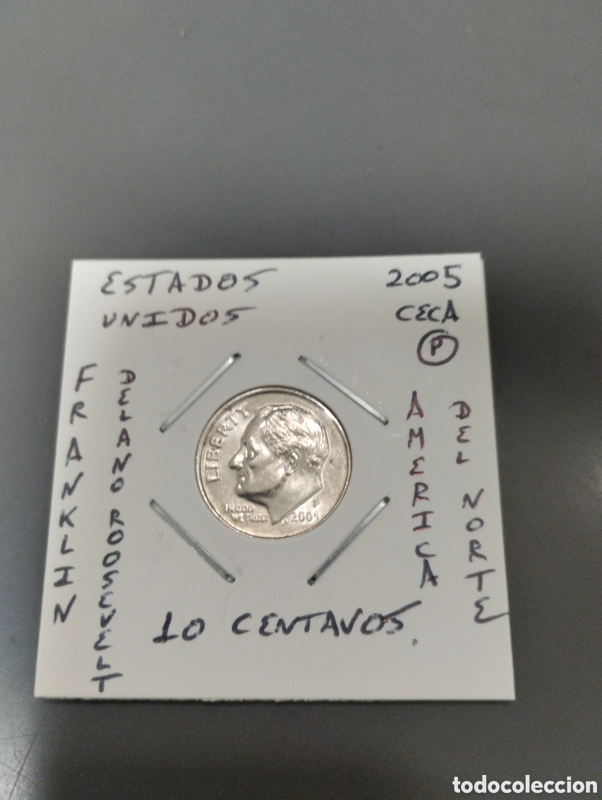 Monedas antiguas de Am&eacute;rica: Moneda de 10 centavos usa a&ntilde;o 2005 ceca P ebc encartonada