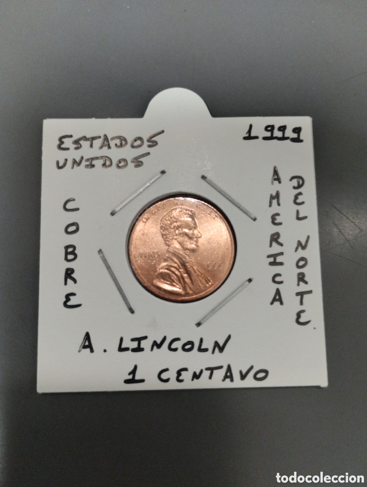 Monedas antiguas de Am&eacute;rica: Moneda 1 centavo usa a&ntilde;o 1999 mbc encartonada