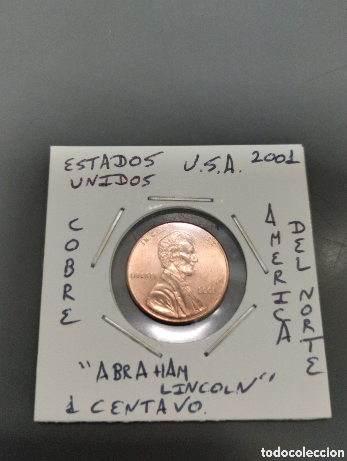 Monedas antiguas de Am&eacute;rica: Moneda 1 centavo usa a&ntilde;o 2001 mbc encartonada