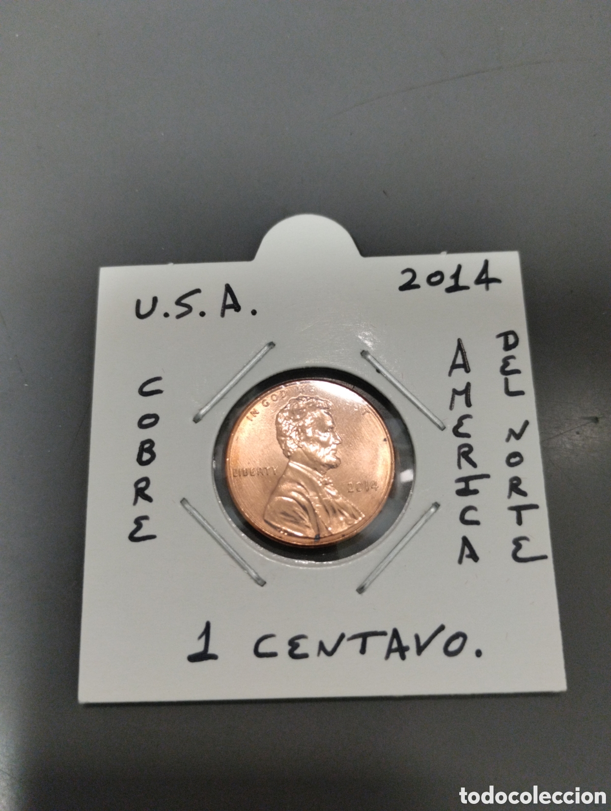 Monedas antiguas de Am&eacute;rica: Moneda 1 centavo usa a&ntilde;o 2014 ebc encartonada