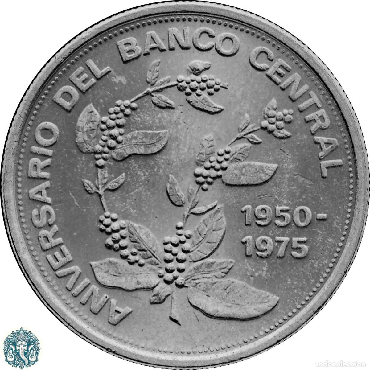 Monedas antiguas de Am&eacute;rica: COSTA RICA 5 Colones 1975 25 Aniversario Banco Central KM#203