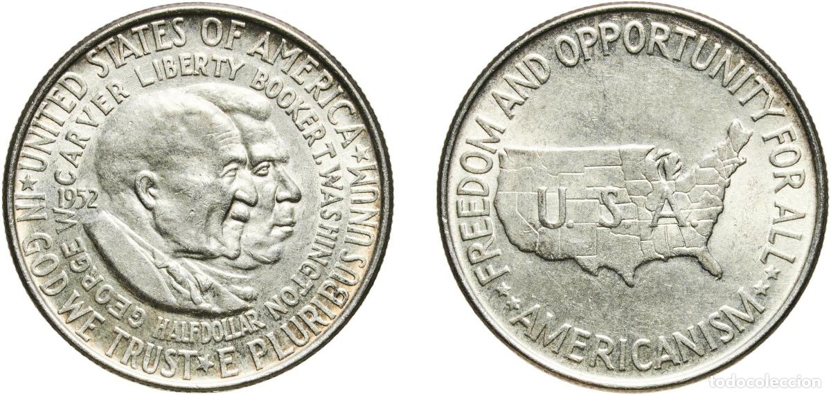 Monedas antiguas de Am&eacute;rica: United States Federal republic 1952 &frac12; Dollar (Washington-Carver) Original luster Silver (.900) Phil
