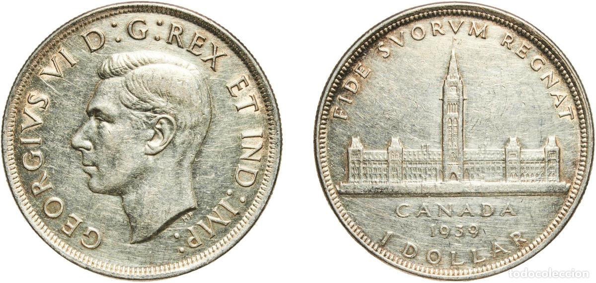 Monedas antiguas de Am&eacute;rica: Canada Commonwealth 1939 1 Dollar - George VI (Royal Visit) Silver (.800) (.800 silver .200 copper)