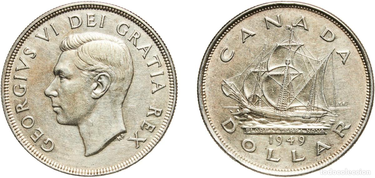 Monedas antiguas de Am&eacute;rica: Canada Commonwealth 1949 1 Dollar - George VI (Welcome Newfoundland) Silver (.800) (.800 silver .20