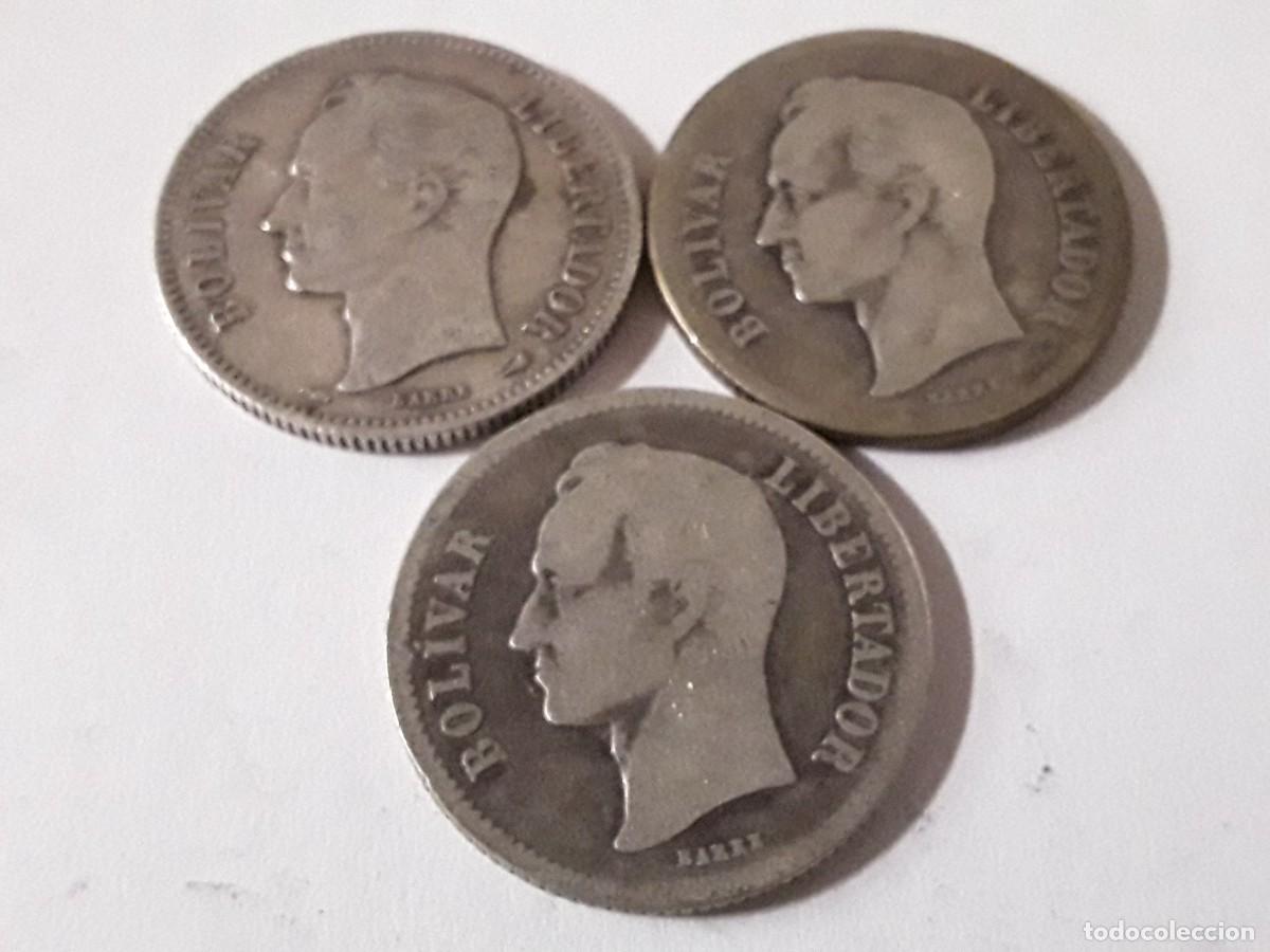 Monedas antiguas de Am&eacute;rica: VENEZUELA - LOTE 2 BOLIVARES DE PLATA A&Ntilde;O 1911 + 1919 + 1922.
