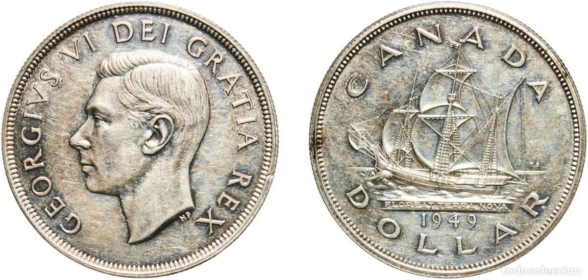 Monedas antiguas de Am&eacute;rica: Canada Commonwealth 1949 1 Dollar - George VI (Welcome Newfoundland) Silver (.800) (.800 silver .20