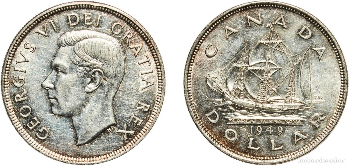 Monedas antiguas de Am&eacute;rica: Canada Commonwealth 1949 1 Dollar - George VI (Welcome Newfoundland) Silver (.800) (.800 silver .20