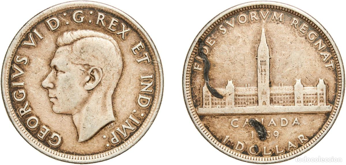Monedas antiguas de Am&eacute;rica: Canada Commonwealth 1939 1 Dollar - George VI (Royal Visit) Silver (.800) (.800 silver .200 copper)