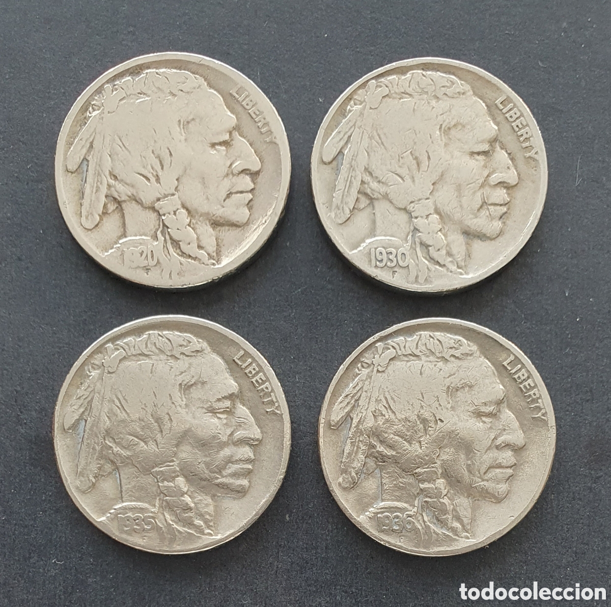 Monedas antiguas de Am&eacute;rica: EEUU 4 MONEDAS 5 CENTAVOS 1920-1936 FILADELFIA