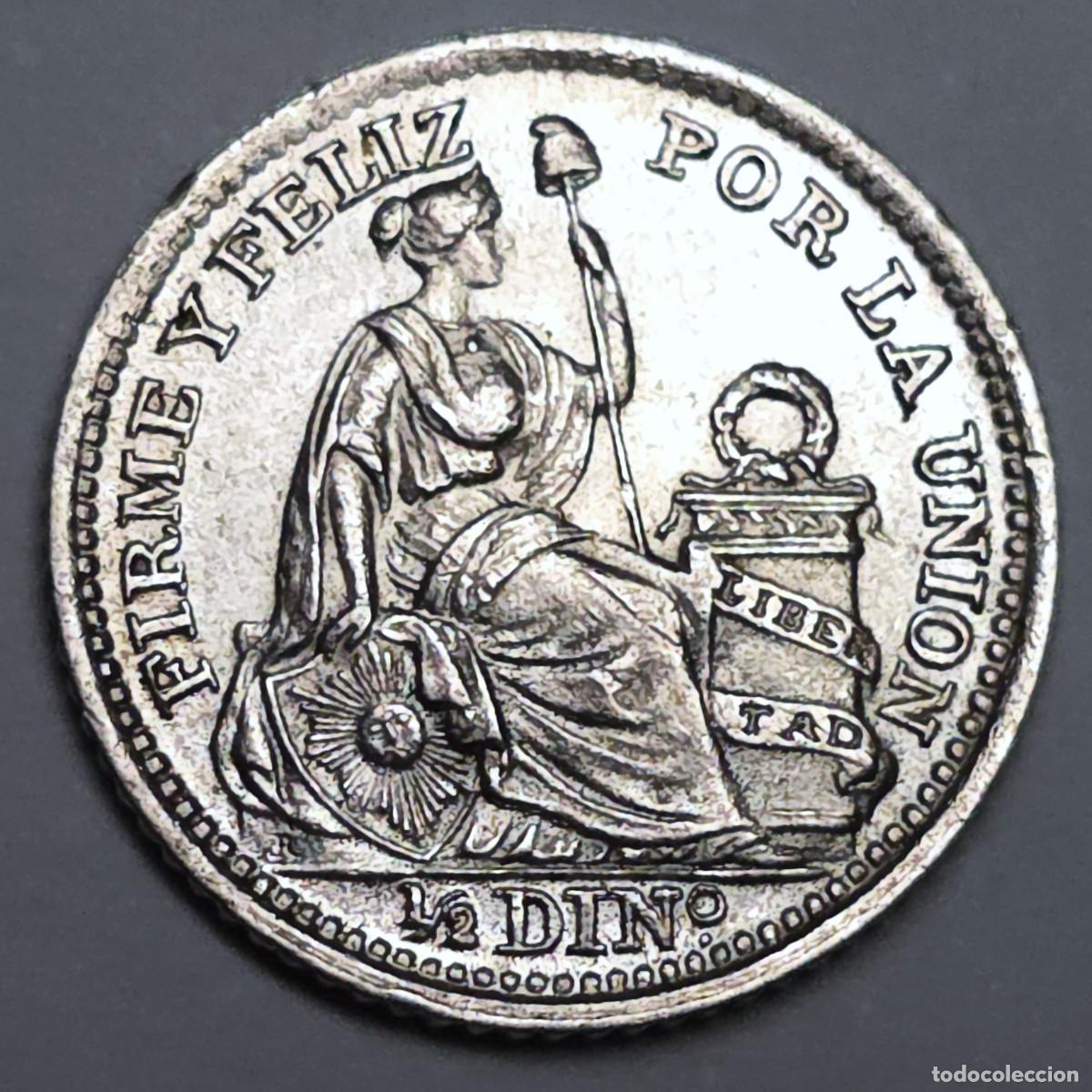 Monedas antiguas de Am&eacute;rica: MONEDA DE PLATA PERU 1/2 DINERO 1916 SC