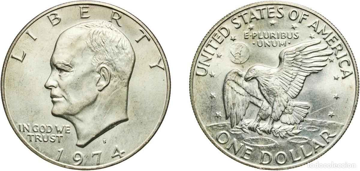 Monedas antiguas de Am&eacute;rica: United States Federal republic 1974 S 1 Dollar &rdquo;Eisenhower Dollar&rdquo; (Silver Collectors' Issue) Billo