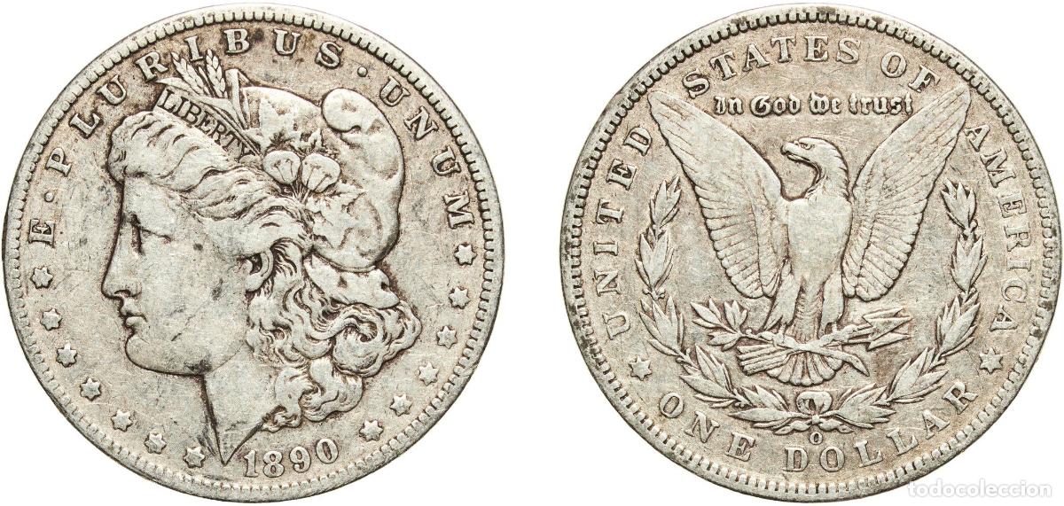 Monedas antiguas de Am&eacute;rica: United States Federal republic 1890 O 1 Dollar &rdquo;Morgan Dollar&rdquo; Silver (.900) (.100 copper) New Orle
