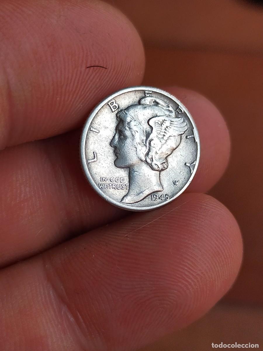 Monedas antiguas de Am&eacute;rica: MONEDA DE 10 DIEZ DIME CENTAVOS CENTS 1945 PLATA USA ESTADOS UNIDOS AMERICA MUY BUENA CONSERVACION
