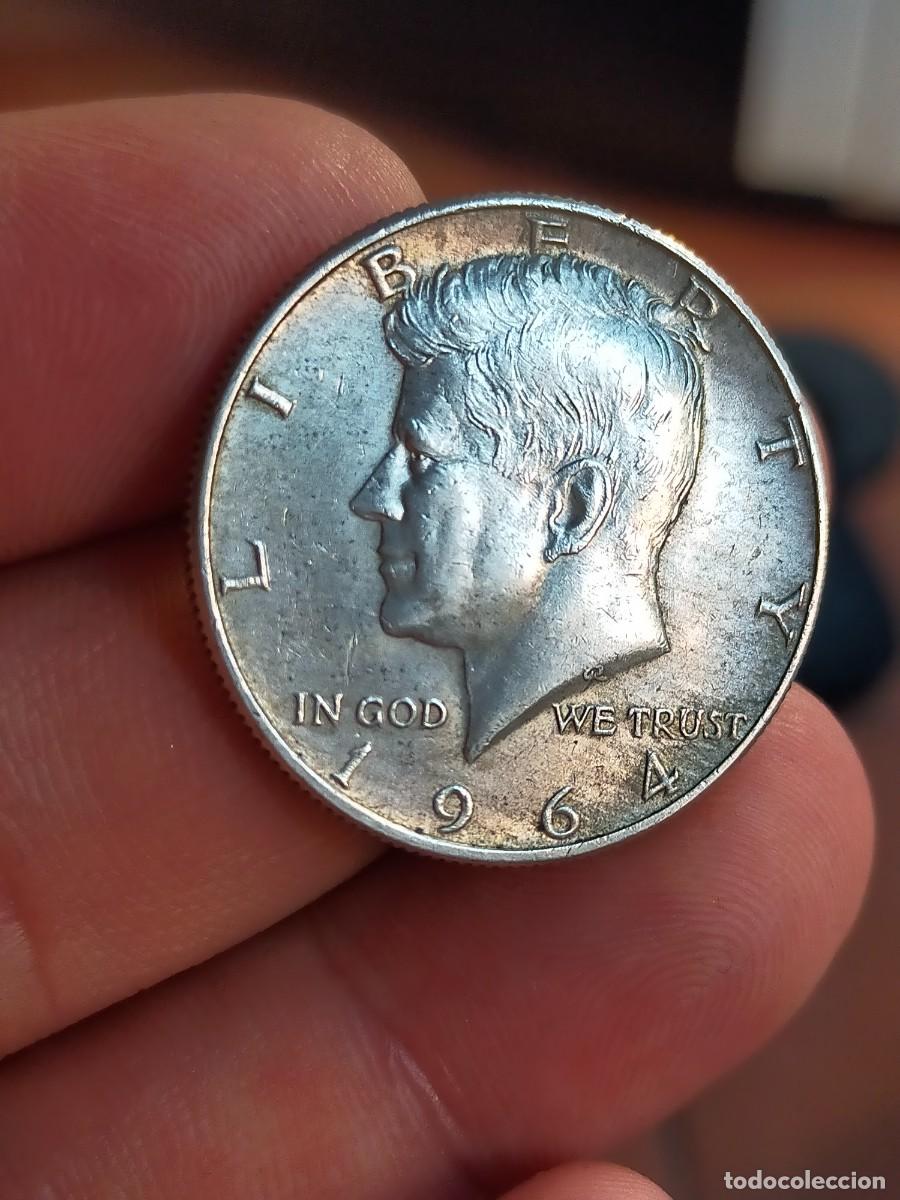 Monete antiche di America: MONEDA DE 1/2 0.5 MEDIO HALF DOLAR DOLLAR 1964 D DENVER PLATA USA ESTADOS UNIDOS AMERICA