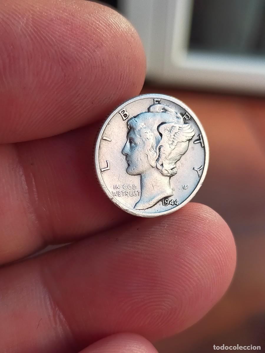 Monete antiche di America: MONEDA DE 10 DIEZ DIME CENTAVOS CENTS 1944 D DENVER PLATA USA ESTADOS UNIDOS AMERICA