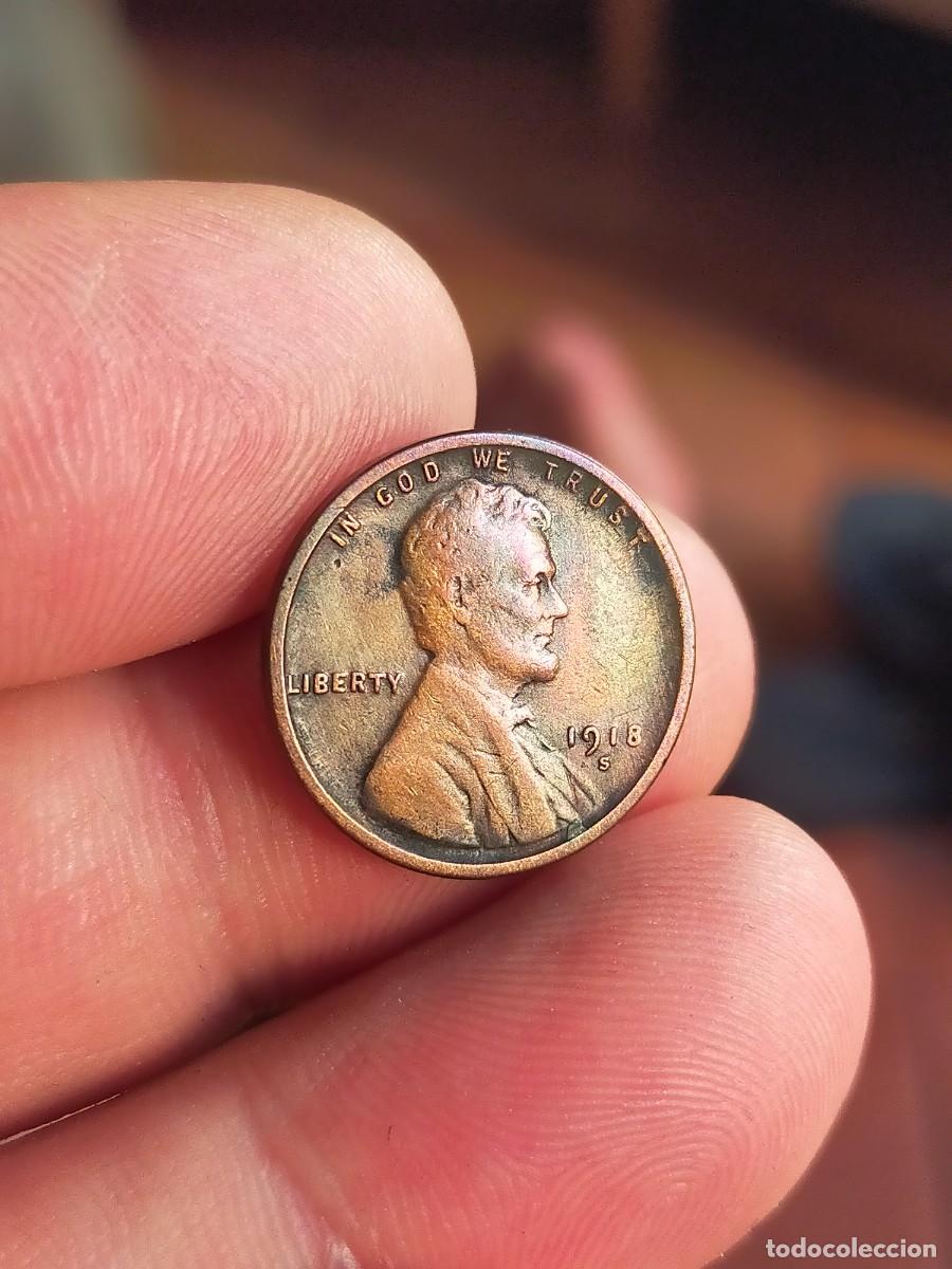 Monedas antiguas de Am&eacute;rica: MONEDA DE 1 UN CENTAVO CENT 1918 S SAN FRANCISCO USA ESTADOS UNIDOS AMERICA BUENA CONSERVACION