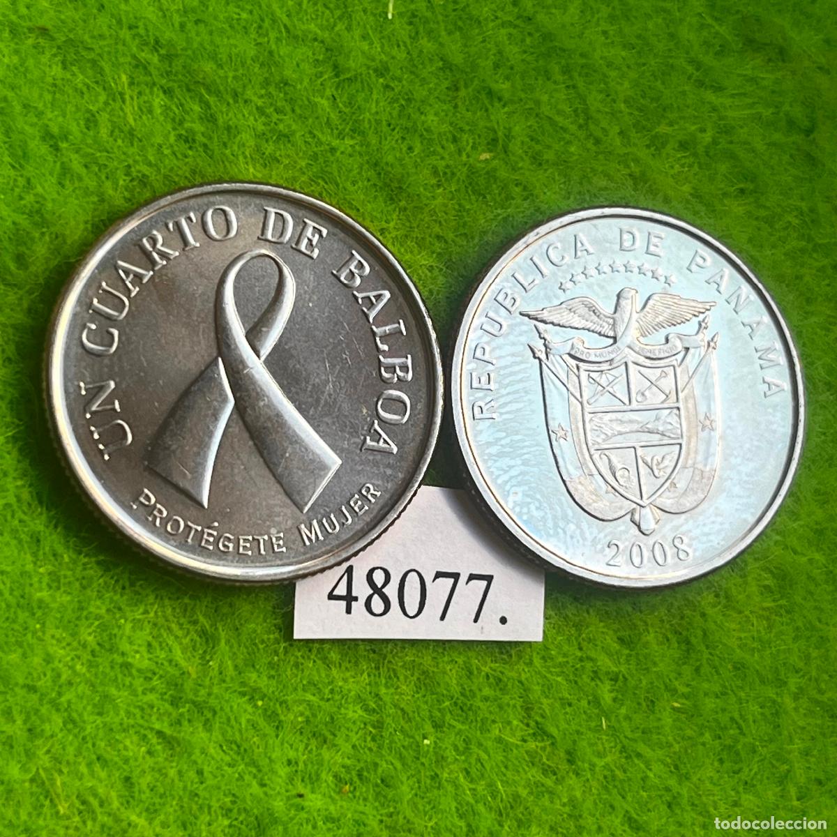 Monedas antiguas de Am&eacute;rica: Panama 1/4 Balboa 2008 una moneda, concienciaci&oacute;n sobre el c&aacute;ncer de mama, &rdquo;PROT&Eacute;GETE MUJER&rdquo; 48077 4