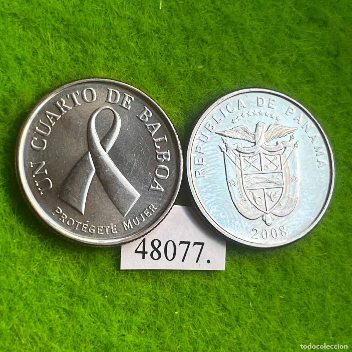 Monedas antiguas de Am&eacute;rica: Panama 1/4 Balboa 2008 una moneda, concienciaci&oacute;n sobre el c&aacute;ncer de mama, &rdquo;PROT&Eacute;GETE MUJER&rdquo; 48077 2