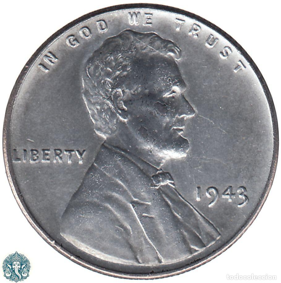 Monedas antiguas de Am&eacute;rica: ESTADOS UNIDOS 1 Centavo 1943 Centavo de Guerra (war penny) KM#132a Acero ba&ntilde;ado en zinc