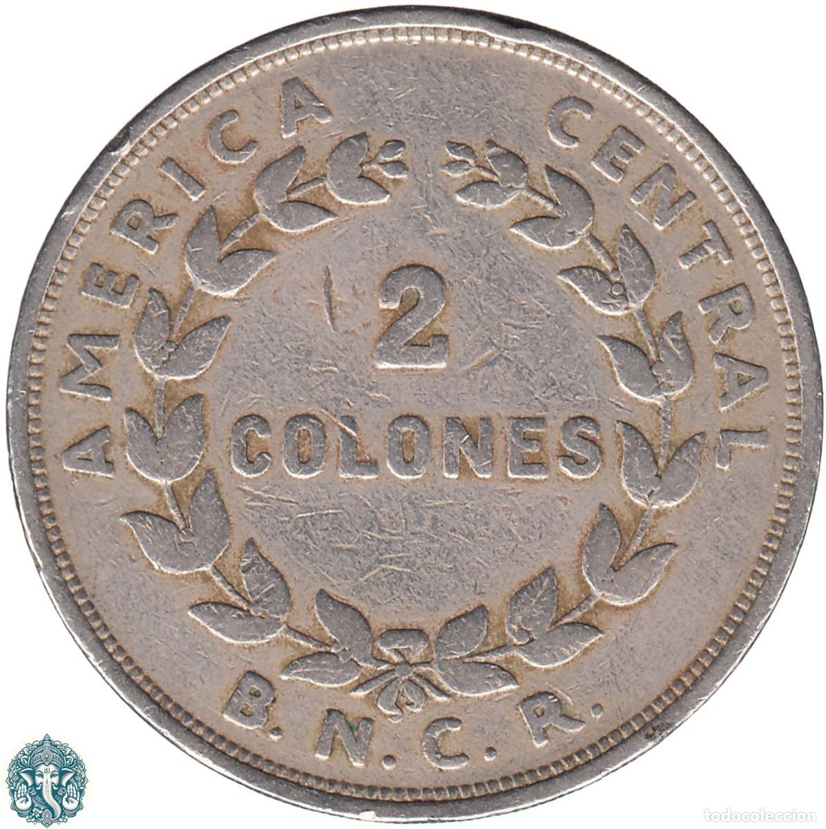 Monedas antiguas de Am&eacute;rica: COSTA RICA 2 Colones 1948 KM#183 canto invertido