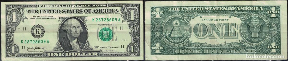 Monedas antiguas de Am&eacute;rica: Estados Unidos Billet de Banque Nota Banknote Bill 1 One Dollar Washington