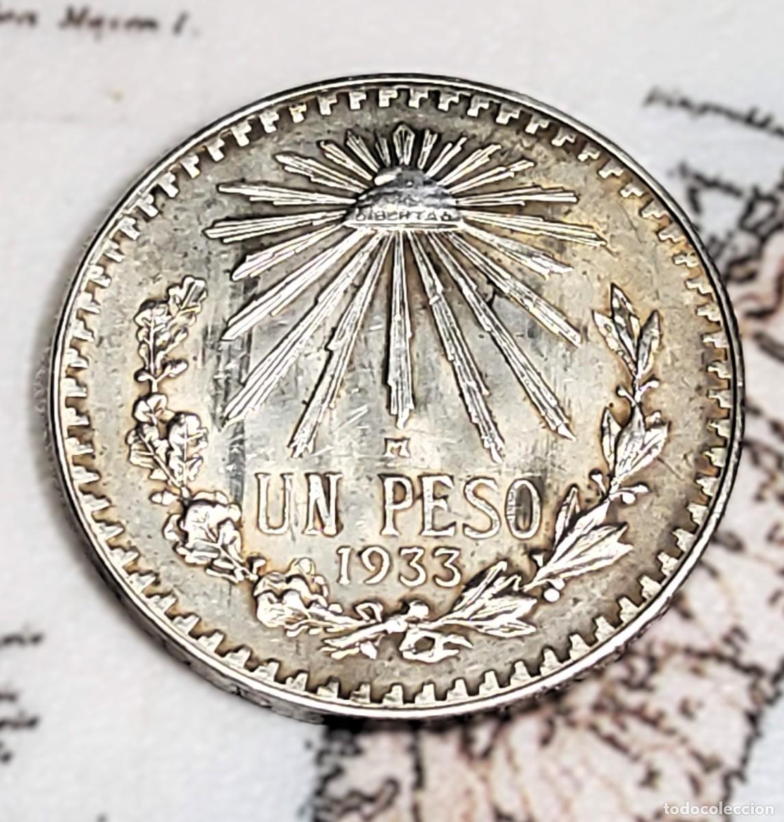 Monedas antiguas de Am&eacute;rica: 1 PESO DE PLATA DE MEXICO DEL A&Ntilde;O 1933 M.SIN CIRCULAR.