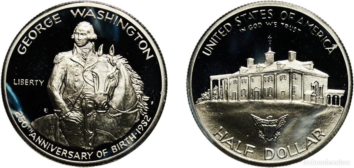 Monedas antiguas de Am&eacute;rica: United States Federal republic 1982 S &frac12; Dollar (George Washington) Silver (.900) San Francisco Mint