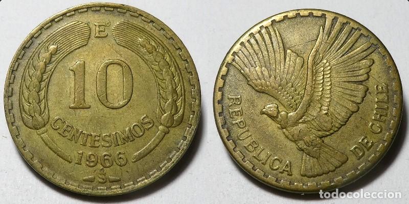 Monedas antiguas de Am&eacute;rica: Moneda de Chile 10 Cent&eacute;simos 1966