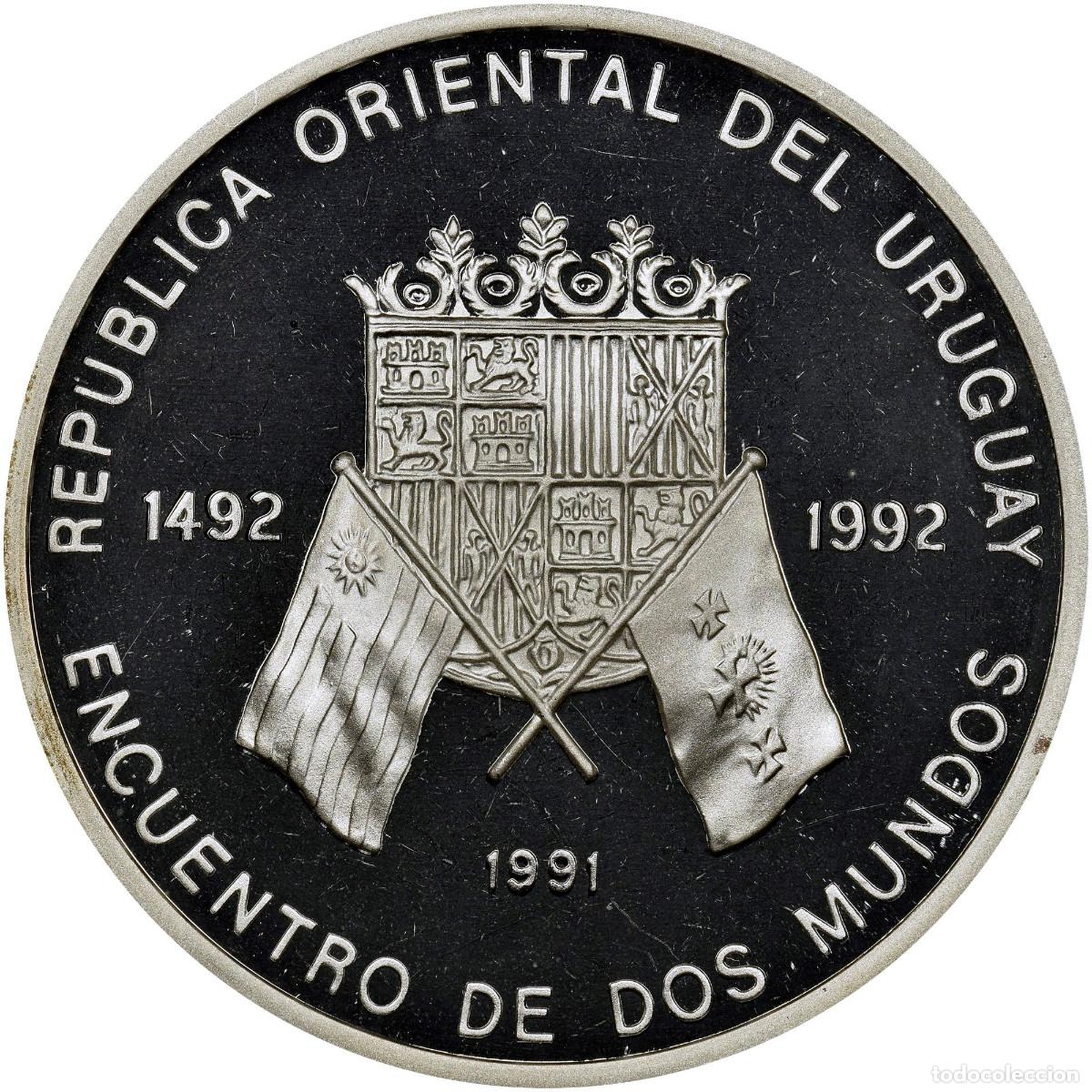 Monedas antiguas de Am&eacute;rica: URUGUAY 50000 pesos uruguayos plata 1991 proof ENCUENTRO ENTRE DOS MUNDOS 1992