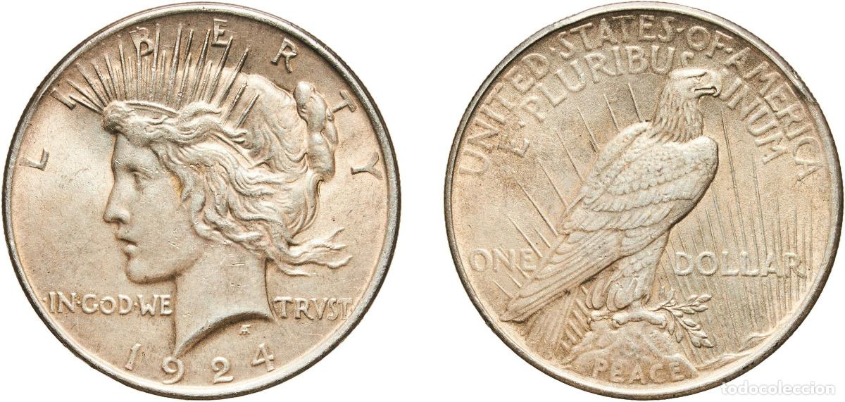 Monedas antiguas de Am&eacute;rica: United States Federal republic 1924 1 Dollar &rdquo;Peace Dollar&rdquo; Original luster Silver (.900) Philadelp