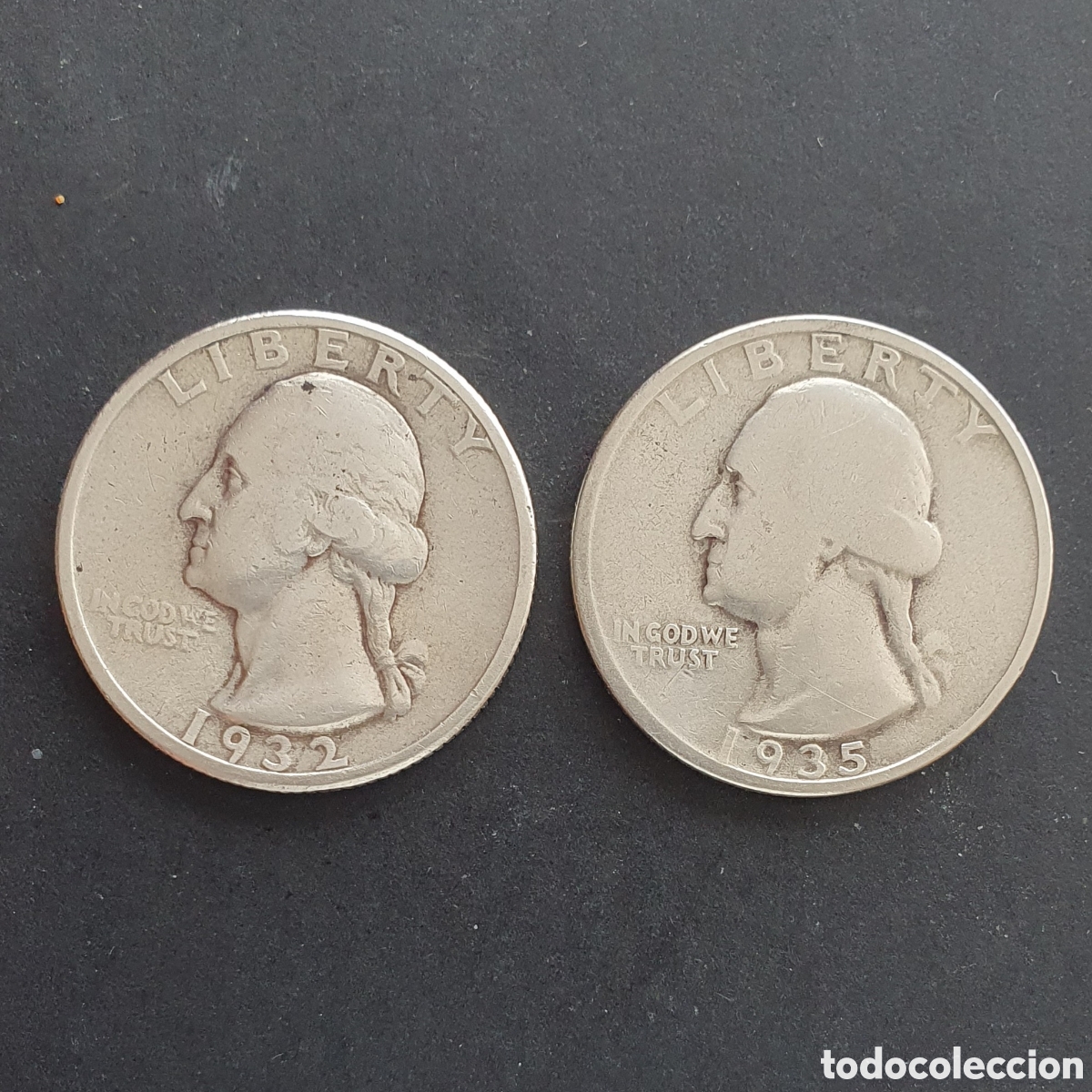 Monedas antiguas de Am&eacute;rica: EEUU 2 MONEDAS 1/4 D&Oacute;LAR PLATA 1932-1935 FILADELFIA