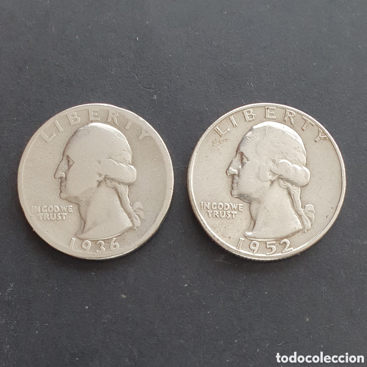 Monedas antiguas de Am&eacute;rica: EEUU 2 MONEDAS 1/4 D&Oacute;LAR PLATA 1936-1952 D&Eacute;NVER