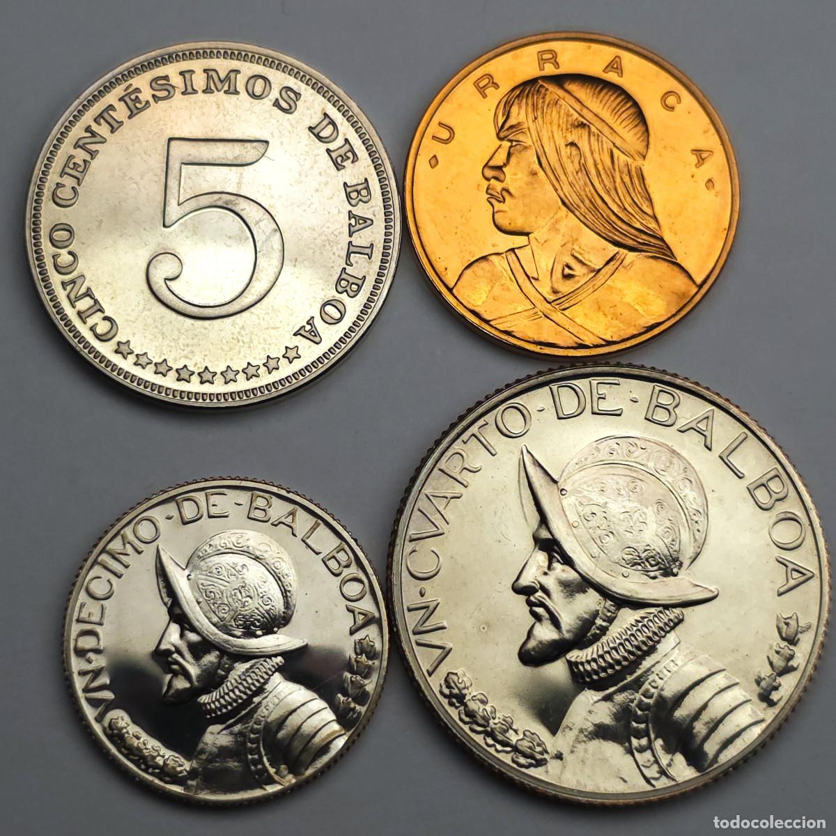 Monedas antiguas de Am&eacute;rica: LOTE 4 MONEDAS PANAMA 1 Y 5 CENTESIMOS, 1 DECIMO Y 1 CUARTO DE BALBOA 1970 PROOF