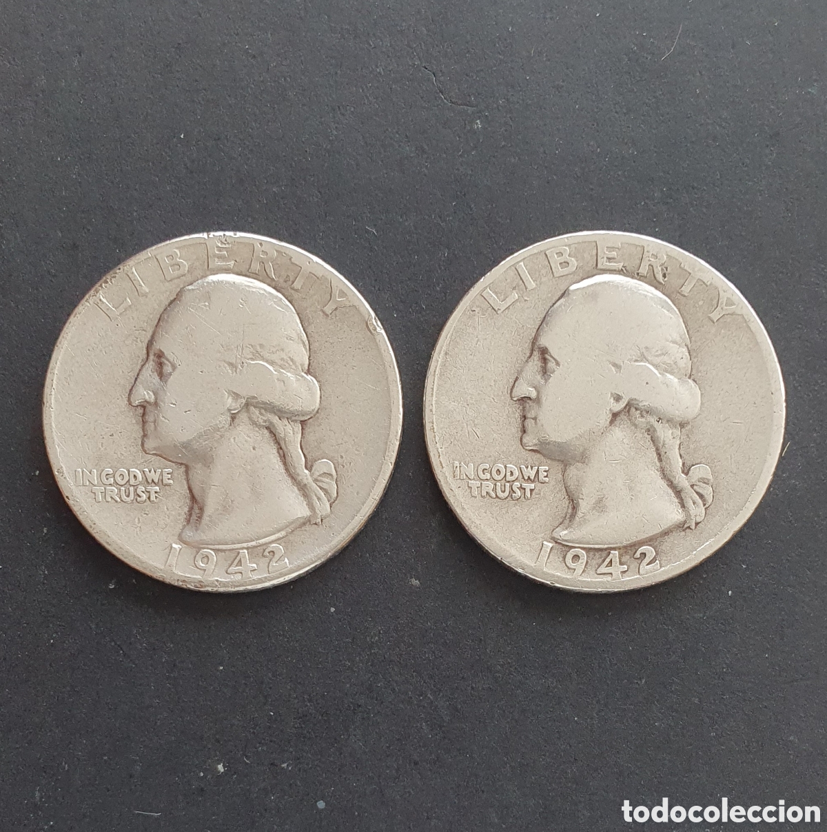 Monedas antiguas de Am&eacute;rica: EEUU 2 MONEDAS 1/4 D&Oacute;LAR PLATA&rdquo;WASHINGTON QUARTER&rdquo;