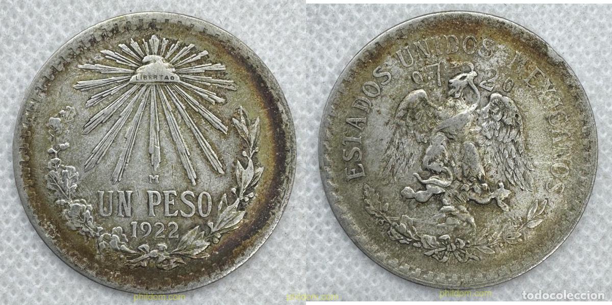 Monedas antiguas de Am&eacute;rica: 5442 MEXICO 1922 1922 MEXICO 1 PESO SILVER PLATA PHILDOM