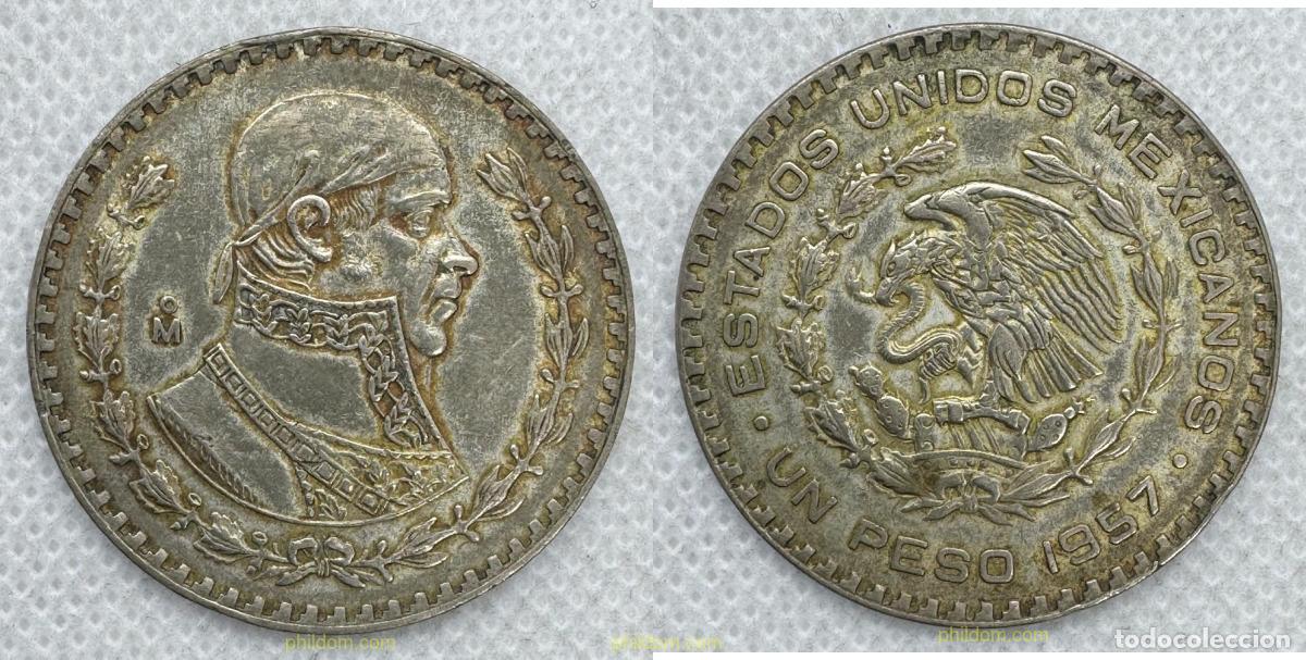 Monedas antiguas de Am&eacute;rica: 5445 MEXICO 1953 MEXICO 1 PESO 1957 MORELOS