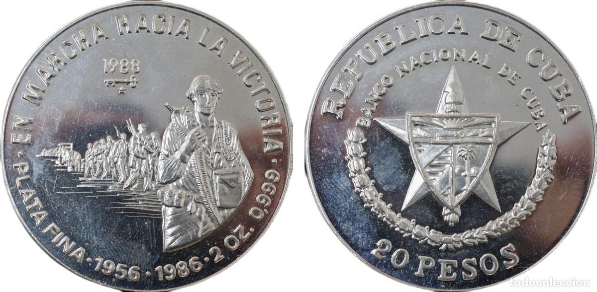 Monedas antiguas de Am&eacute;rica: CUBA 1988 EN MARCHA HACIA LA VICTORIA 2 ONZAS *Mint 1000* 20 PESOS