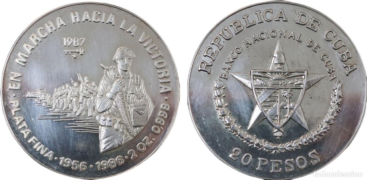 Monedas antiguas de Am&eacute;rica: CUBA 1987 EN MARCHA HACIA LA VICTORIA 2 ONZAS *Mint 333* 20 PESOS