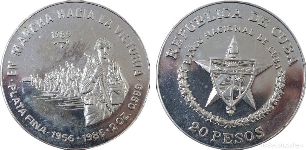 Monedas antiguas de Am&eacute;rica: CUBA 1989 EN MARCHA HACIA LA VICTORIA 2 ONZAS *Mint 500* 20 PESOS