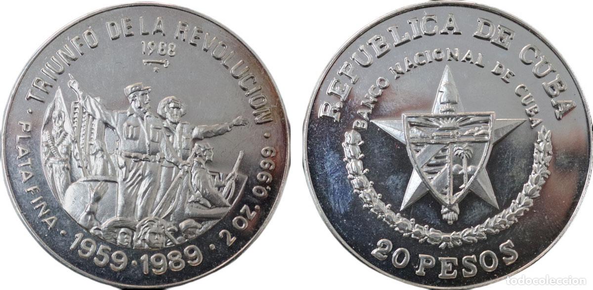 Monedas antiguas de Am&eacute;rica: CUBA 1988 TRIUNFO DE LA REVOLUCION 2 ONZAS *Mint 1000* 20 PESOS