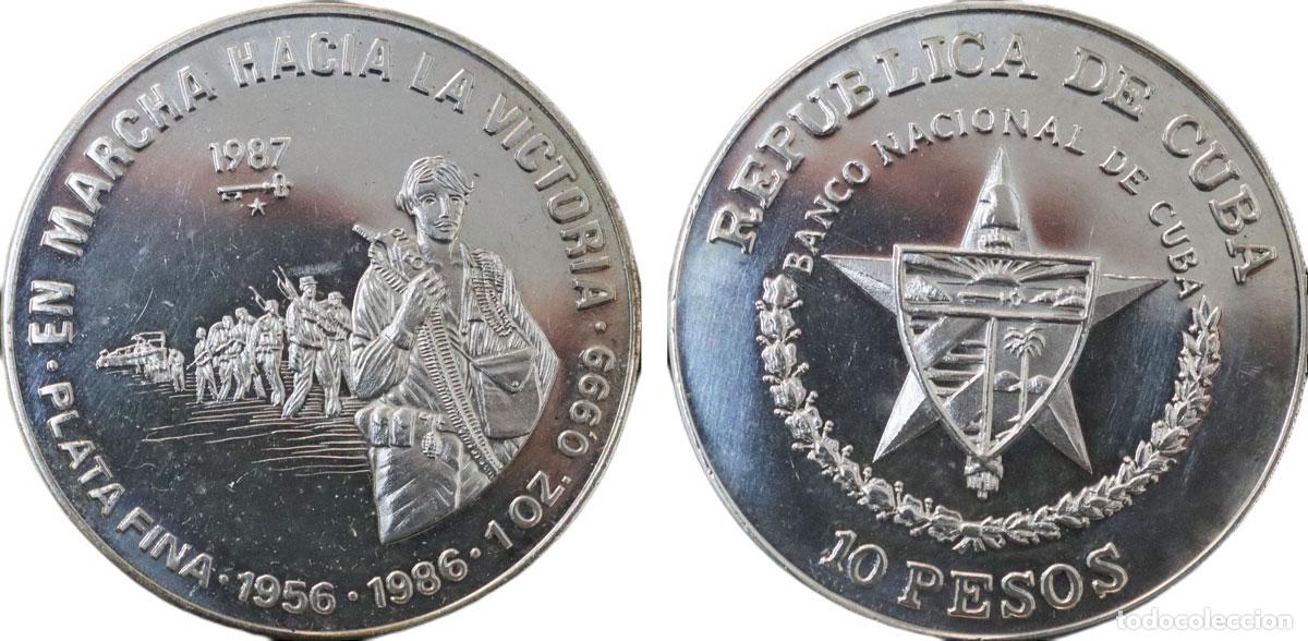 Monedas antiguas de Am&eacute;rica: CUBA 1987 EN MARCHA HACIA LA VICTORIA 1 ONZA *Mint 2000* 10 PESOS