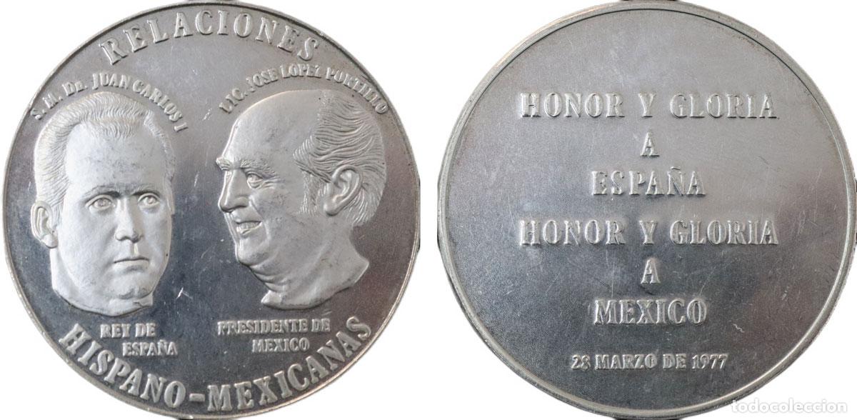 Monedas antiguas de Am&eacute;rica: SPAIN 1977 MEDAL WITH REY SPAIN AND PRESIDENTE MEXICO