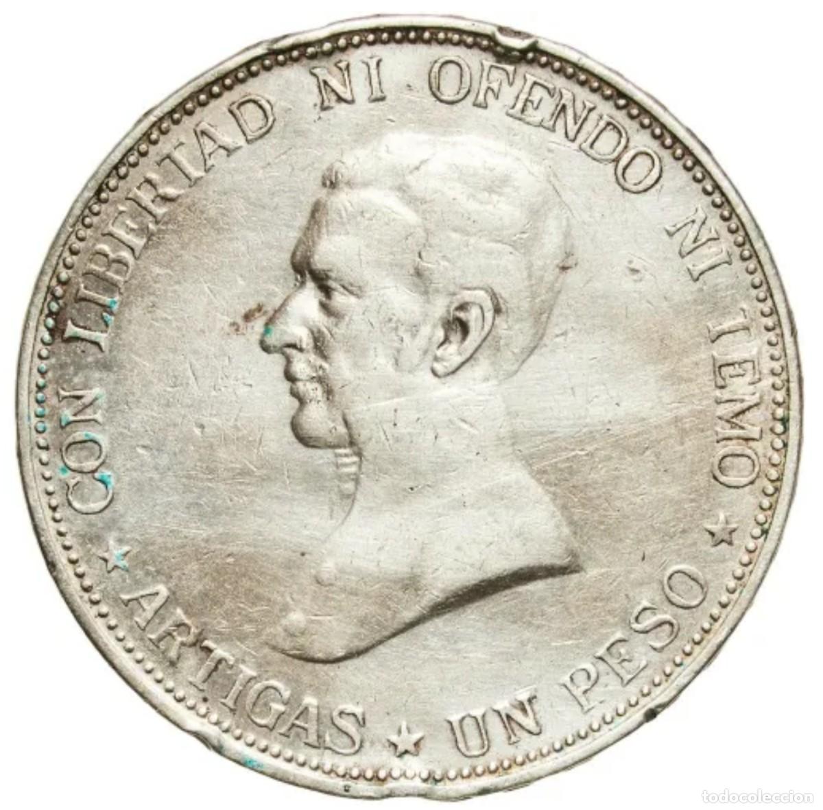 Moedas antigas da Am&eacute;rica: Dif&iacute;cil Moneda de plata 1 peso Uruguay a&ntilde;o 1917