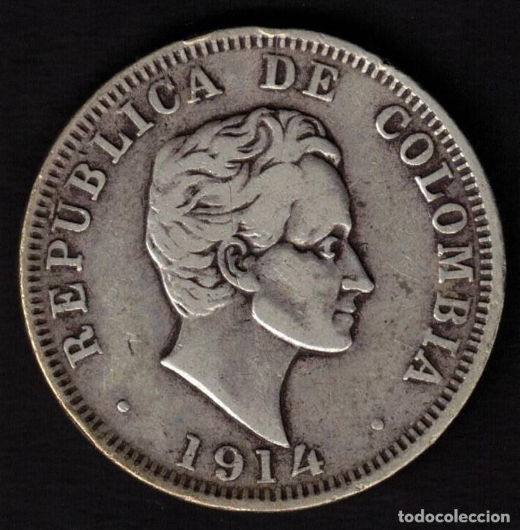 Monedas antiguas de Am&eacute;rica: MONEDA COLOMBIA 50 CENTAVOS 1914 - PLATA