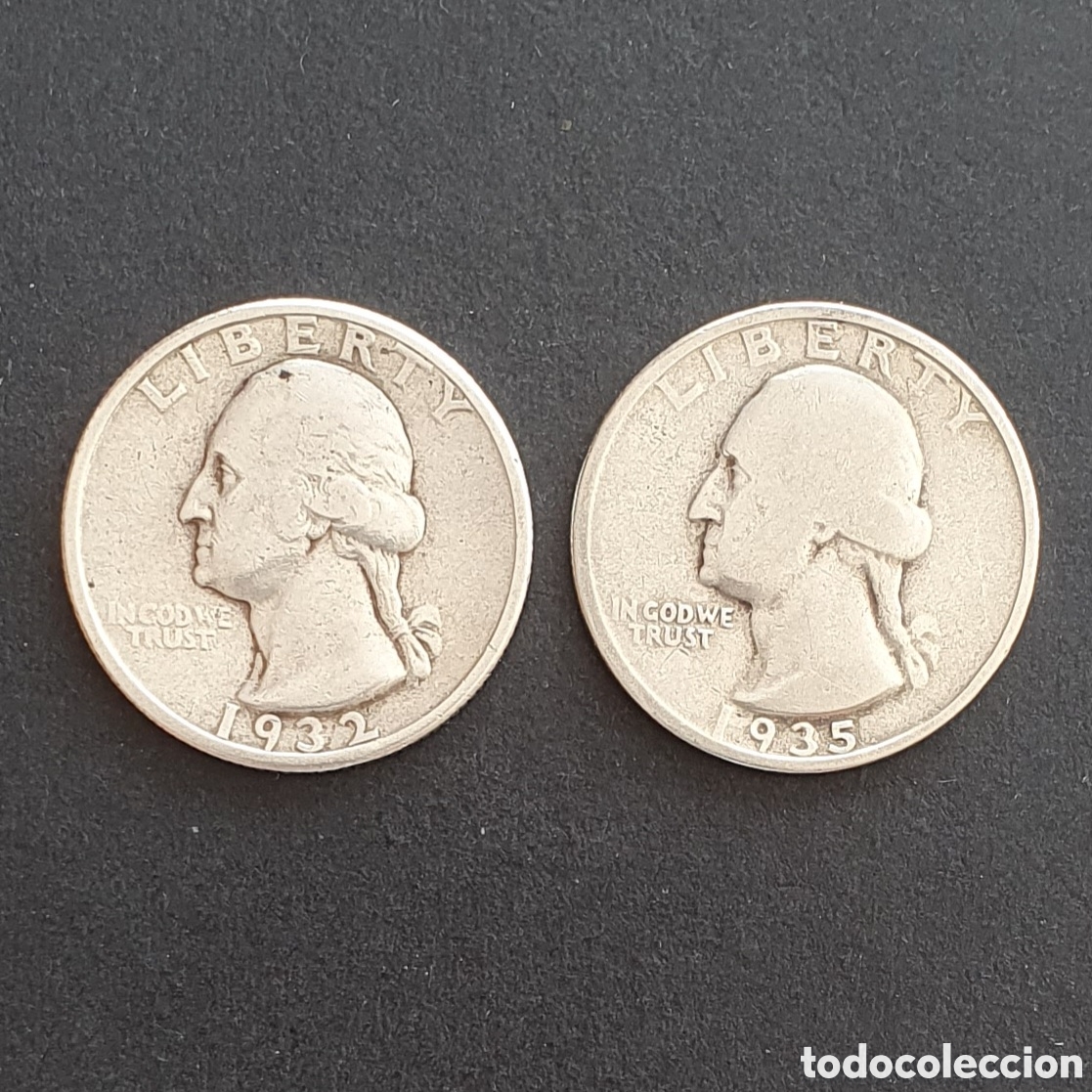 Moedas antigas da Am&eacute;rica: EEUU 2 MONEDAS 1/4 D&Oacute;LAR PLATA 1932-1935 FILADELFIA
